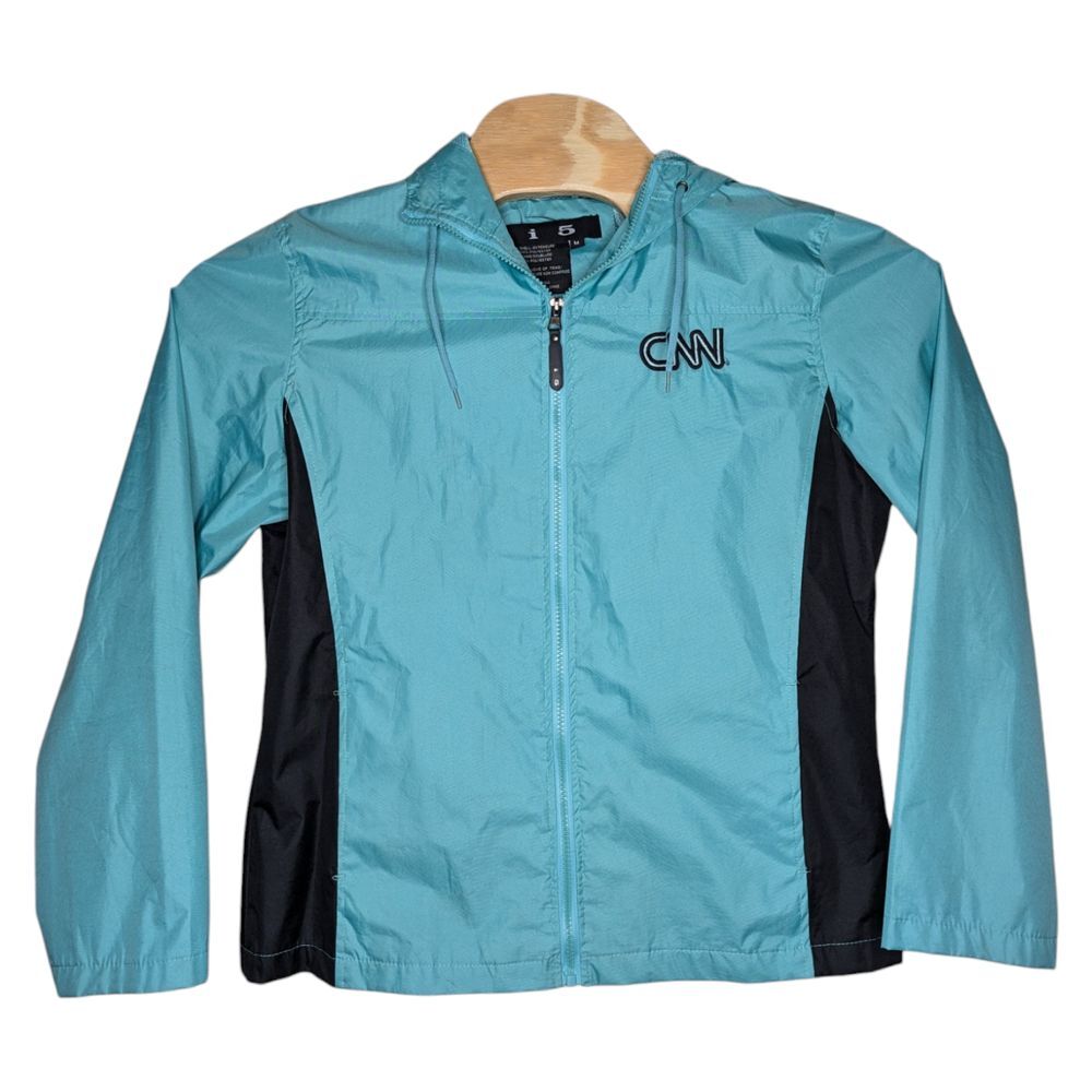 Women's Aqua Hooded Ski Jacket with Black Side Panels